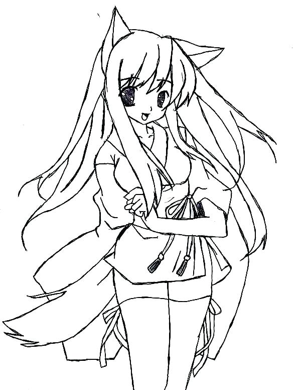 600x776 Anime Coloring Pages Anime Cat Girl Coloring Pages Free Coloring