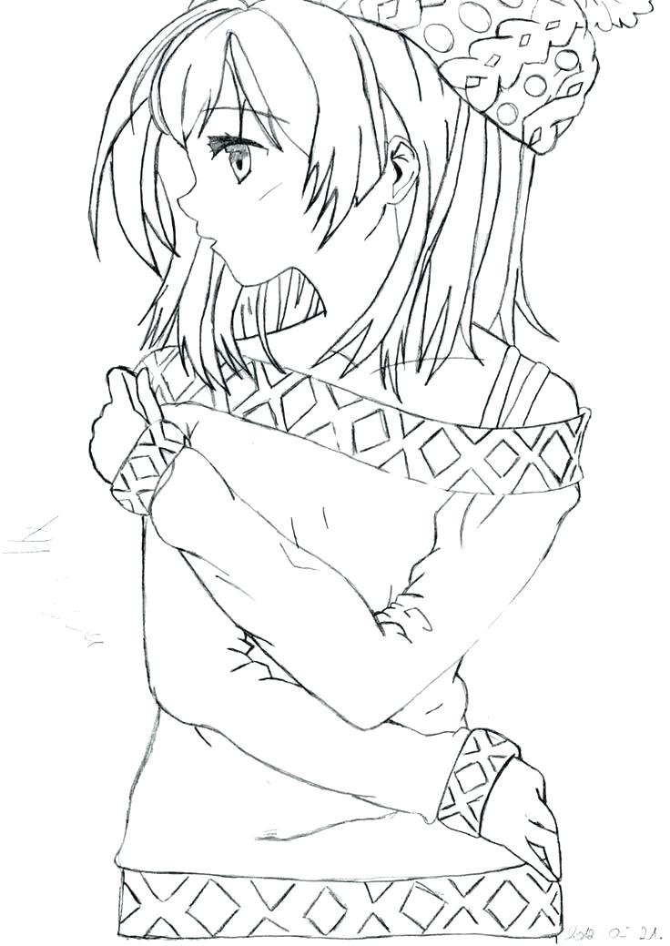 736x1039 Cartoon Girl Coloring Pages Anime Girl Dress Coloring Page Boy