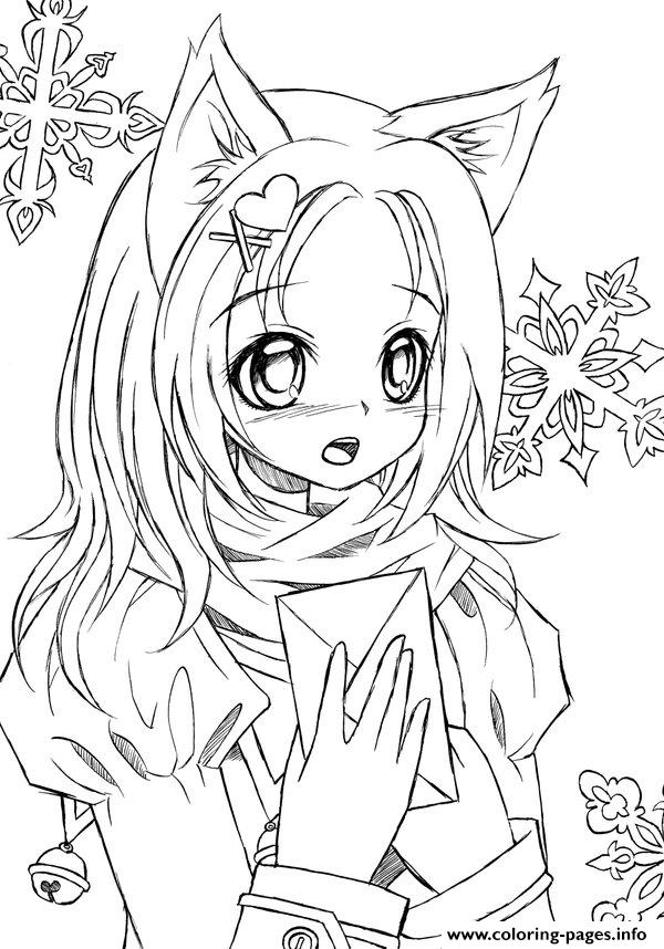 600x858 Anime Color Pages Cute Anime Catgirl Lineart Liadebeaumont