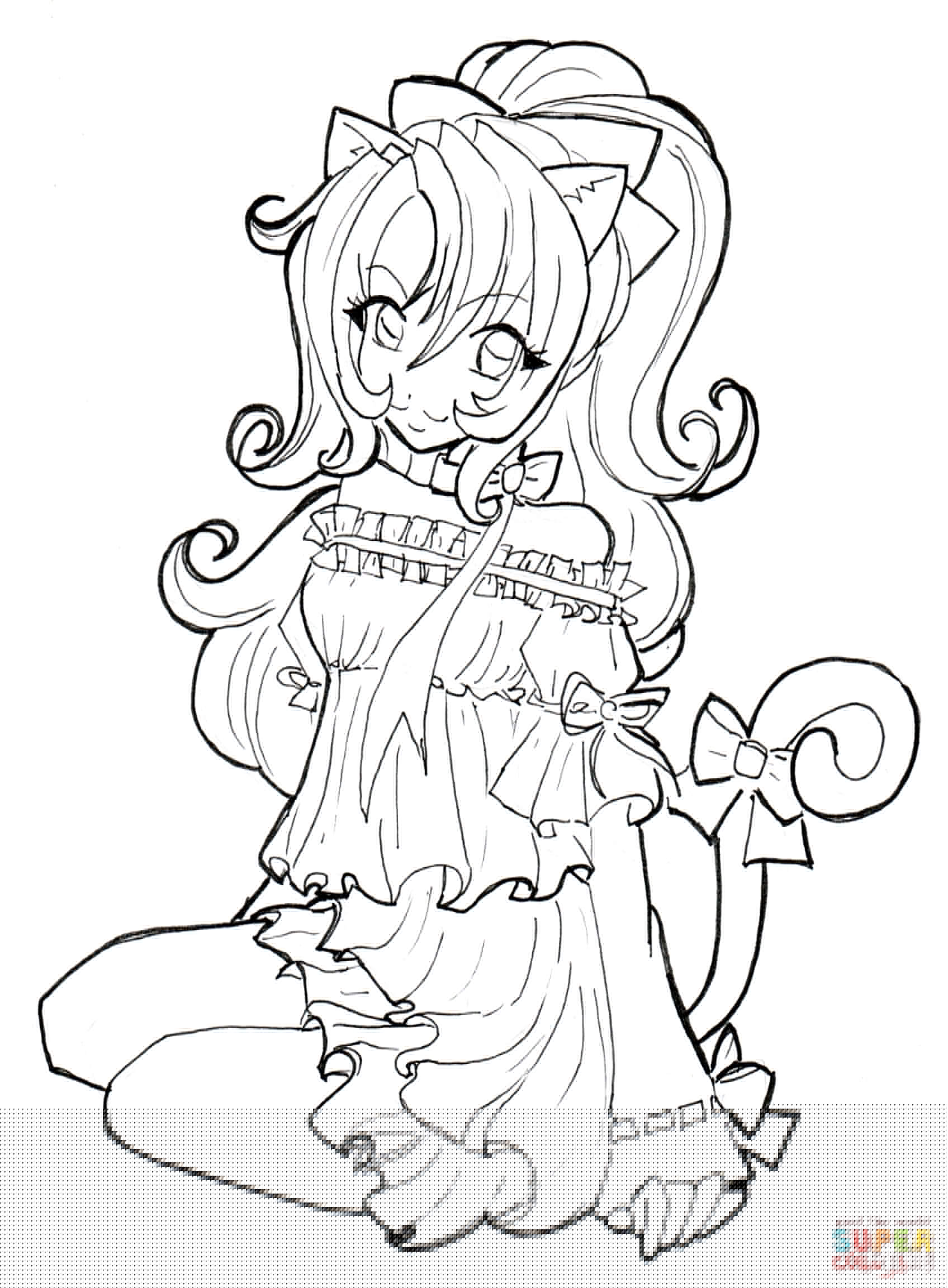 1696x2305 Anime Cat Girl Coloring Pages Download