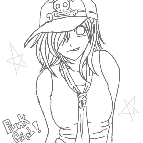 600x600 Emo Girl Coloring Pages Black Anime Girl Drawing Emo Anime Girl