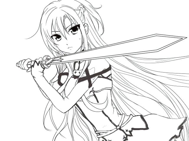 640x480 Cool Anime Coloring Pages Sword Art Coloring Pages Sketch Coloring