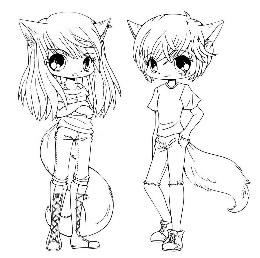 897x891 Fox Anime Girl Coloring Pages And Wolf