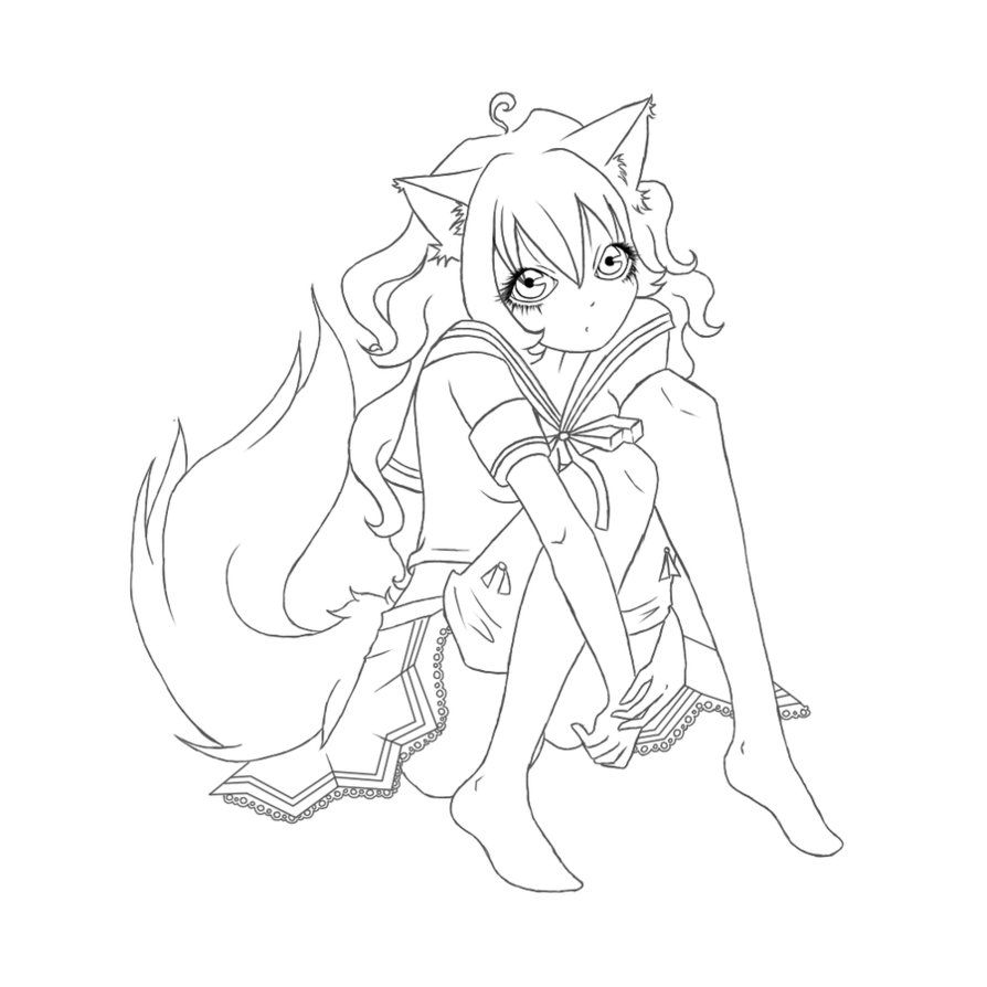 894x894 Nice Free Coloring Pages Of Anime Girl Fox Mcoloring