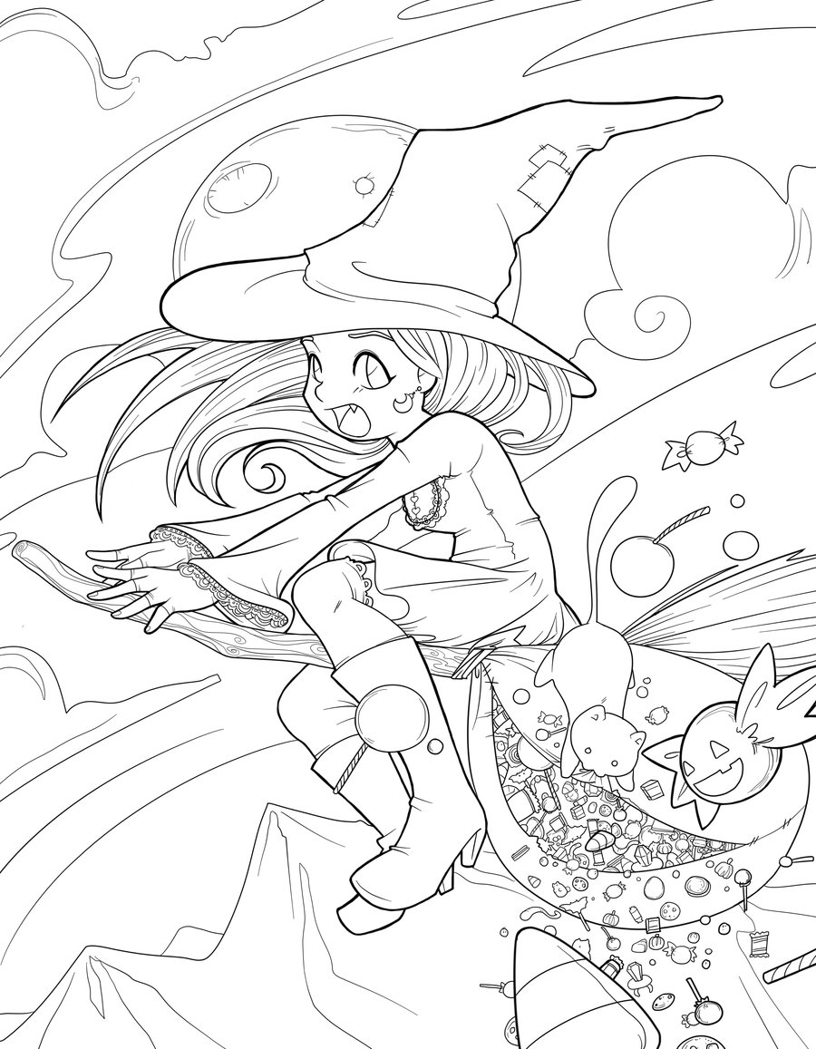 900x1157 Anime Halloween Coloring Pages Color Bros