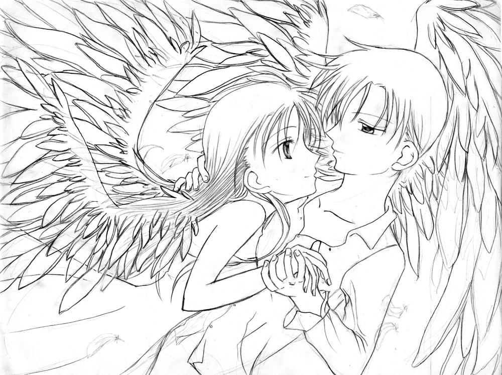 1000x747 Gorgeous Anime Couples Coloring Pages Wolf Kissing Cute