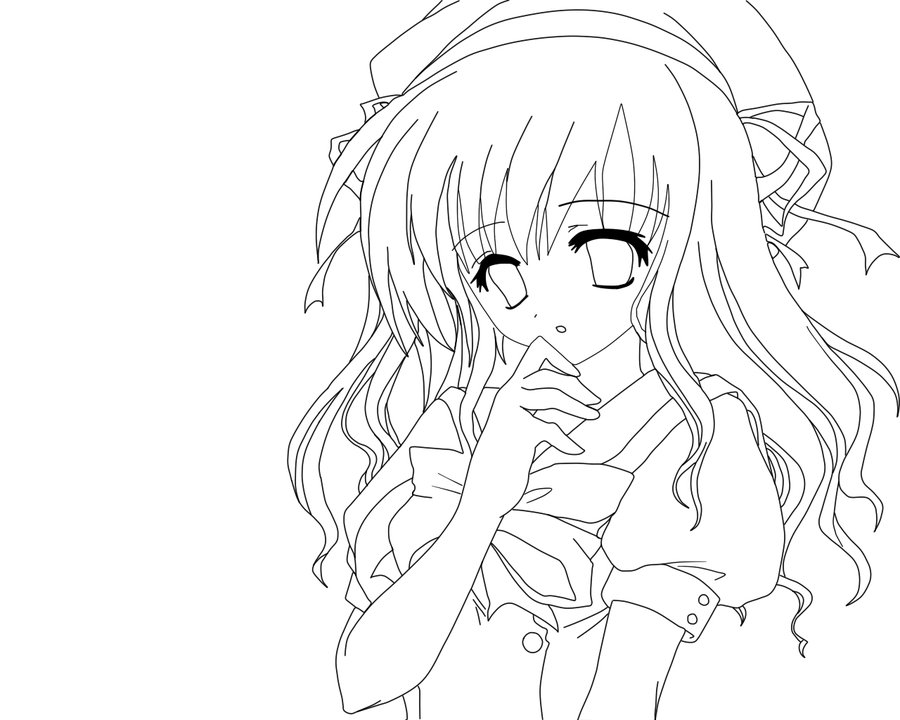 900x720 Anime Girl Lineart Color Me