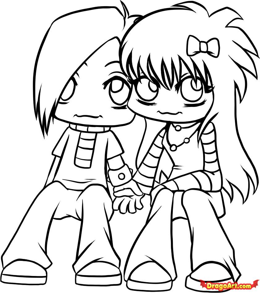 841x948 Emo Love Colouring Pages, Anime Love Coloring Pages