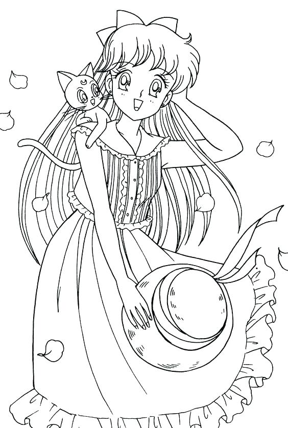 564x838 Bleach Coloring Pages Manga Coloring Pages Girl With Cat Coloring