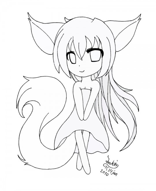 540x660 Anime Wolf Girl Coloring Pages Color Bros