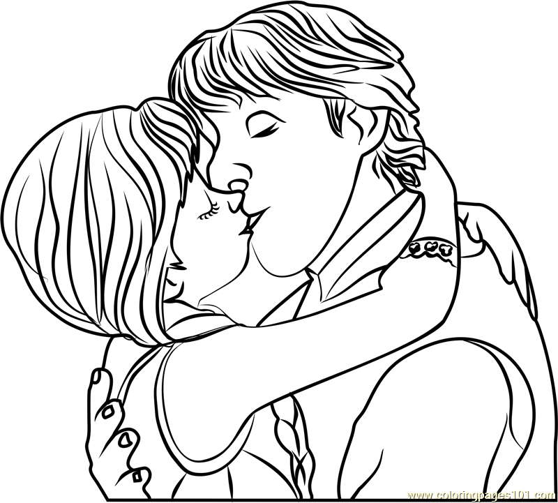 800x721 Kristoff And Anna Kiss Coloring Page