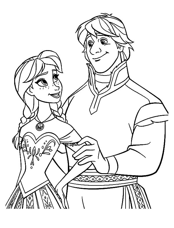 600x782 Lovely Couple Princess Anna And Kristoff Coloring Pages