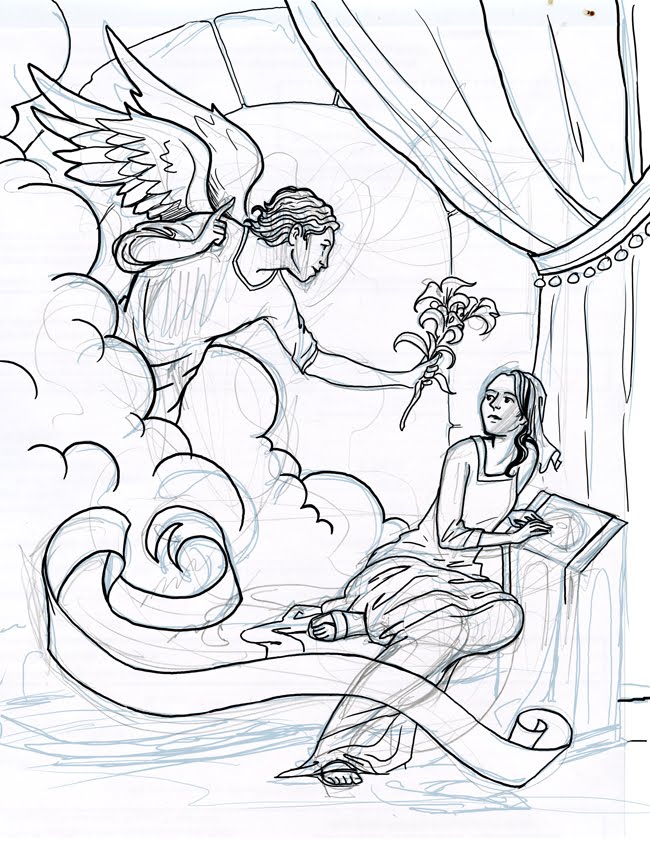 650x841 The Catholic Illustrator's Guild Annunciation Coloring Page Roughcut