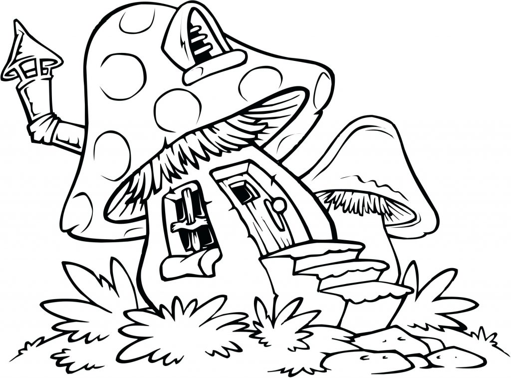 1024x757 Coloring Page Coloring Pages House Printable Title Free Mushroom