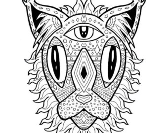 340x270 Cat Coloring Page Adult Coloring Pdf Anti Stress Coloring