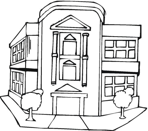 630x556 Buildings Coloring Pages