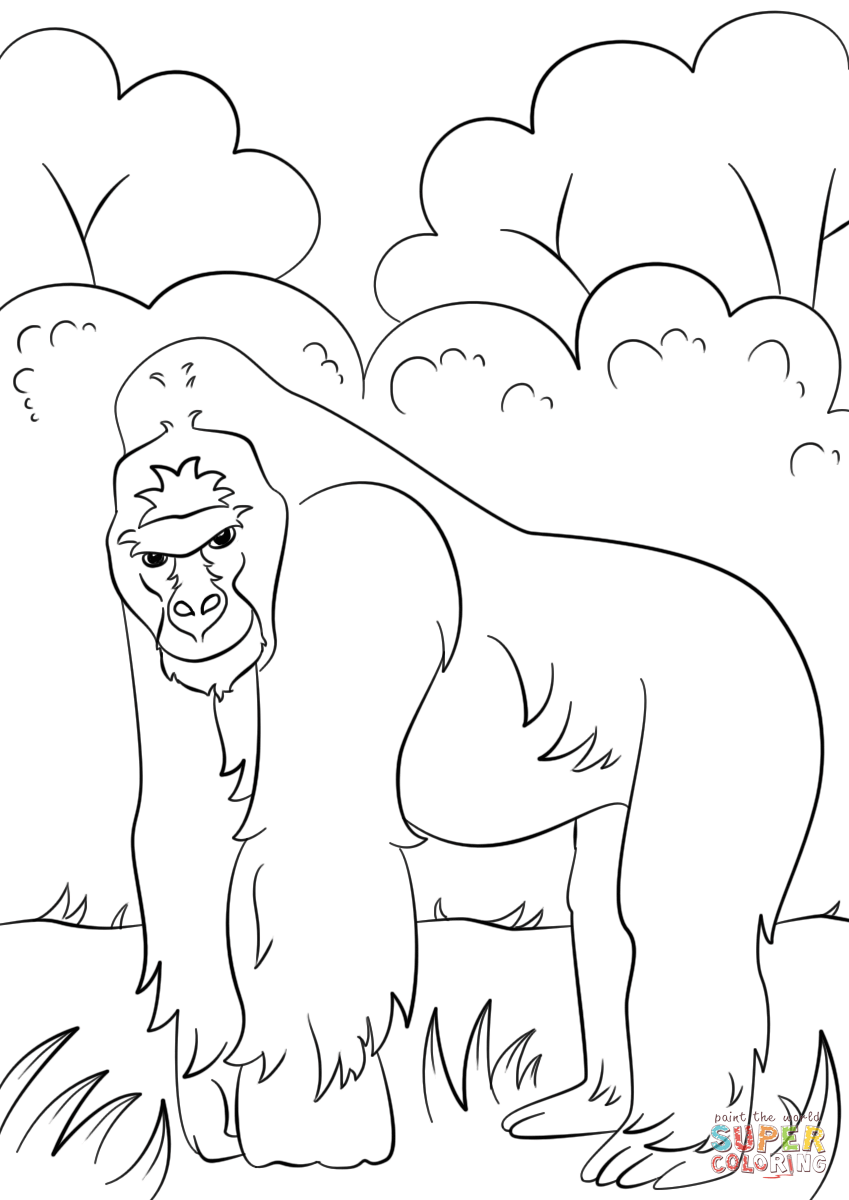 849x1200 Modest Gorilla Coloring Sheet Pages Powerful Ape Printable Easy