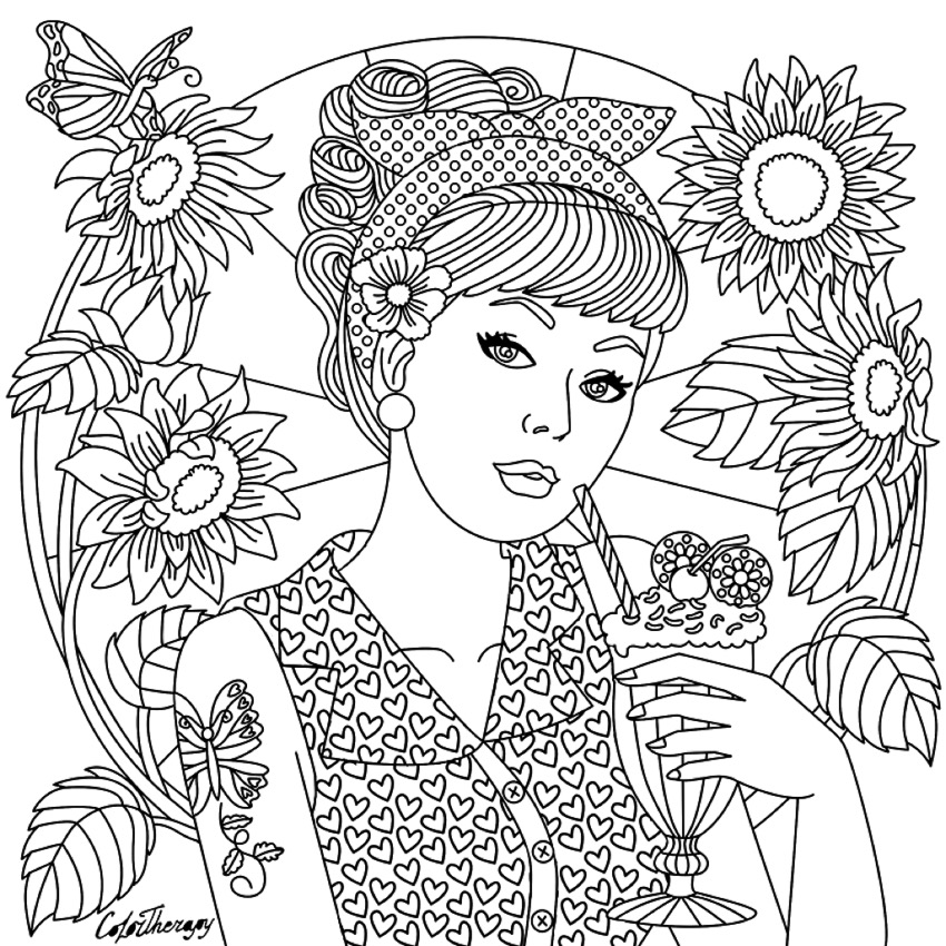 850x850 Art Therapy Coloring Pages Girl On Color Therapy App Coloring