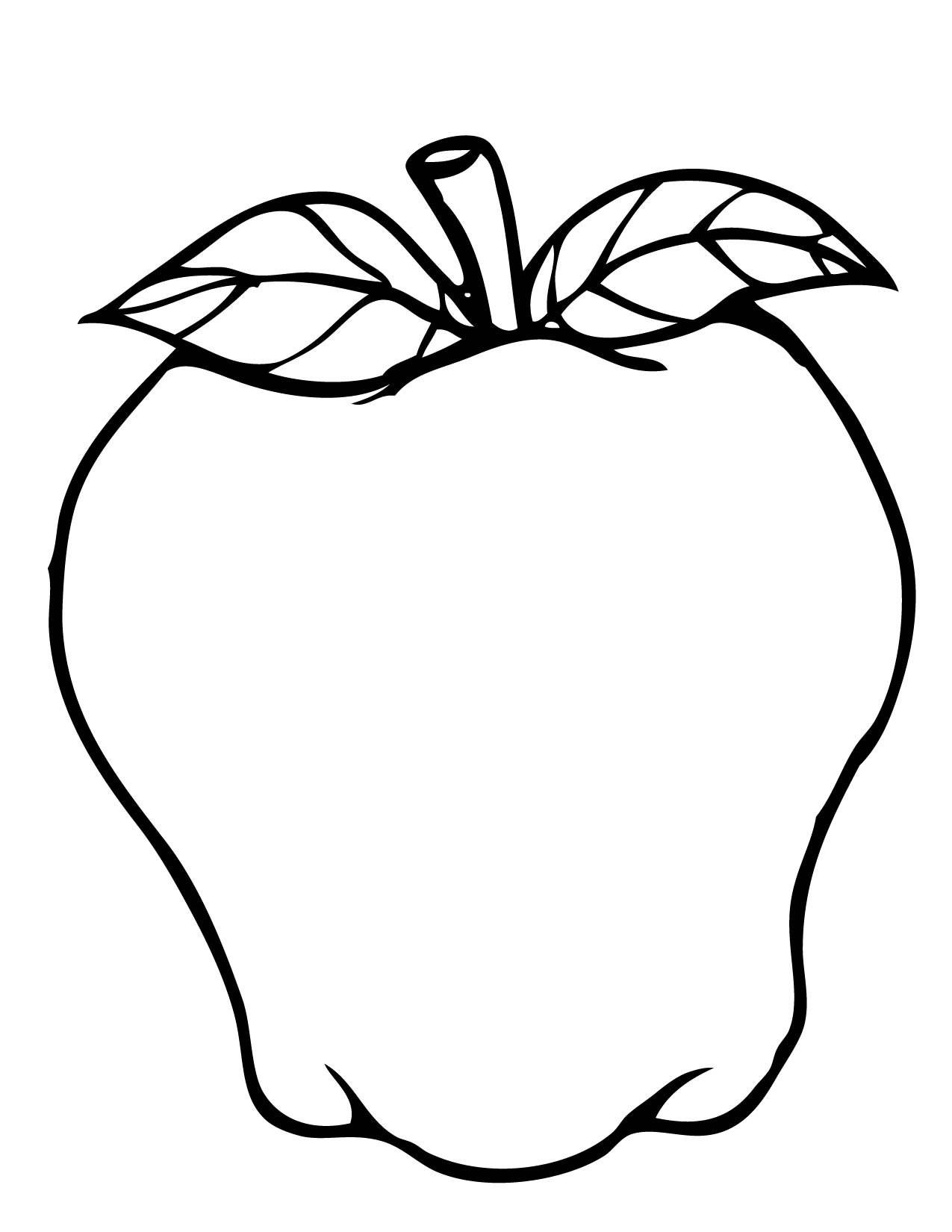 1275x1650 Apple Printable Coloring Page Clipart Apple Coloring Pages