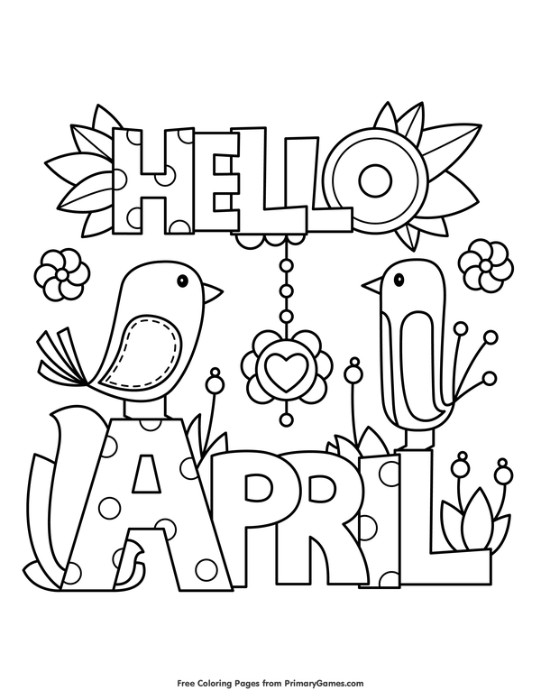 600x776 Spring Coloring Pages Ebook Hello April Spring Colors, Free
