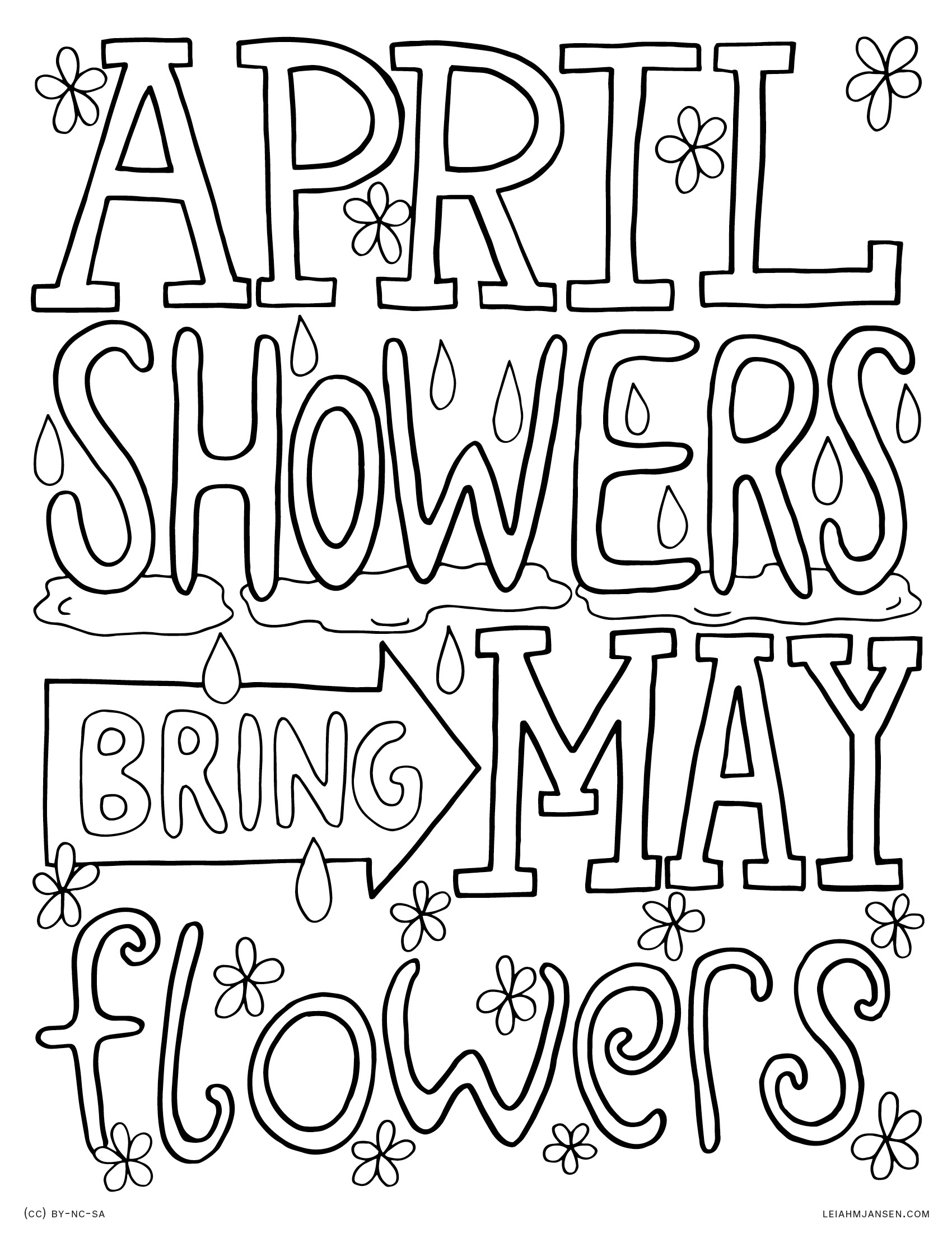 1700x2200 Lmj Coloring Page April Showers Pages
