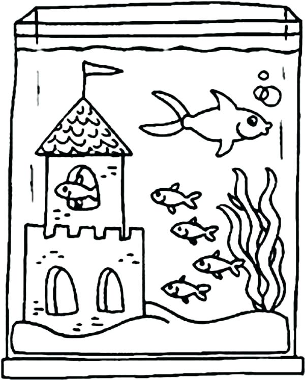 600x749 Fish Tank Coloring Page Aquarium Coloring Pages Fish Tank