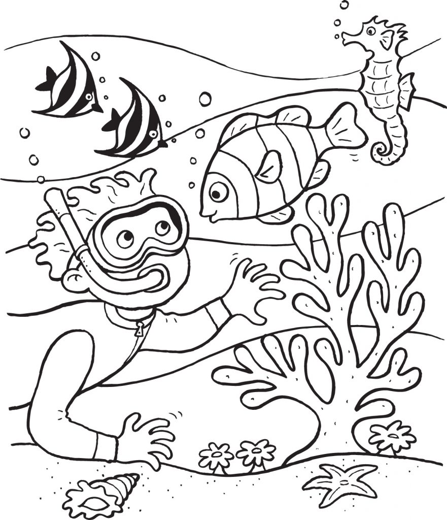 881x1024 Underwater Coloring Pages Deep Sea Animals For Toddlers