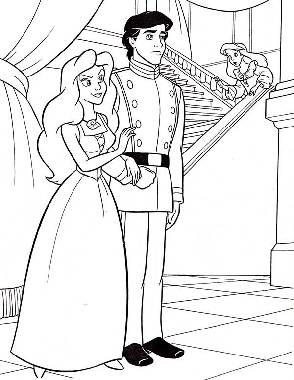600x775 Ariel, Walt Disney Ariel And Prince Eric Coloring Page Walt