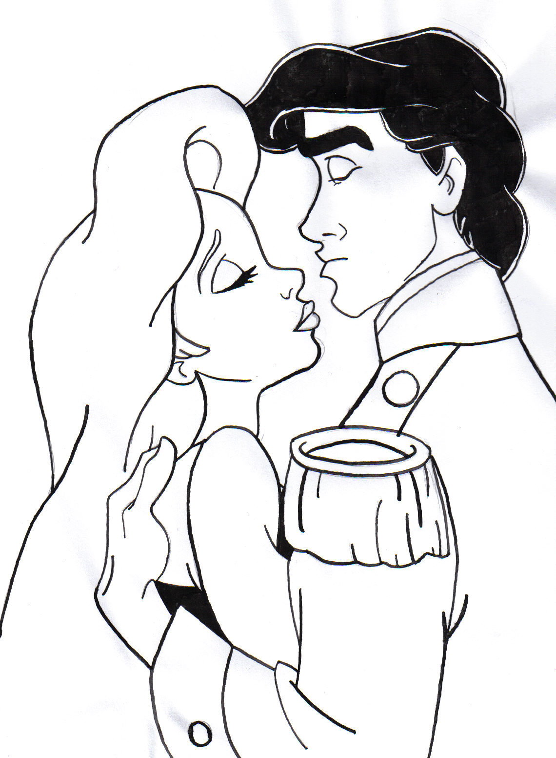 1140x1552 Ariel And Eric Kissing Coloring Pages
