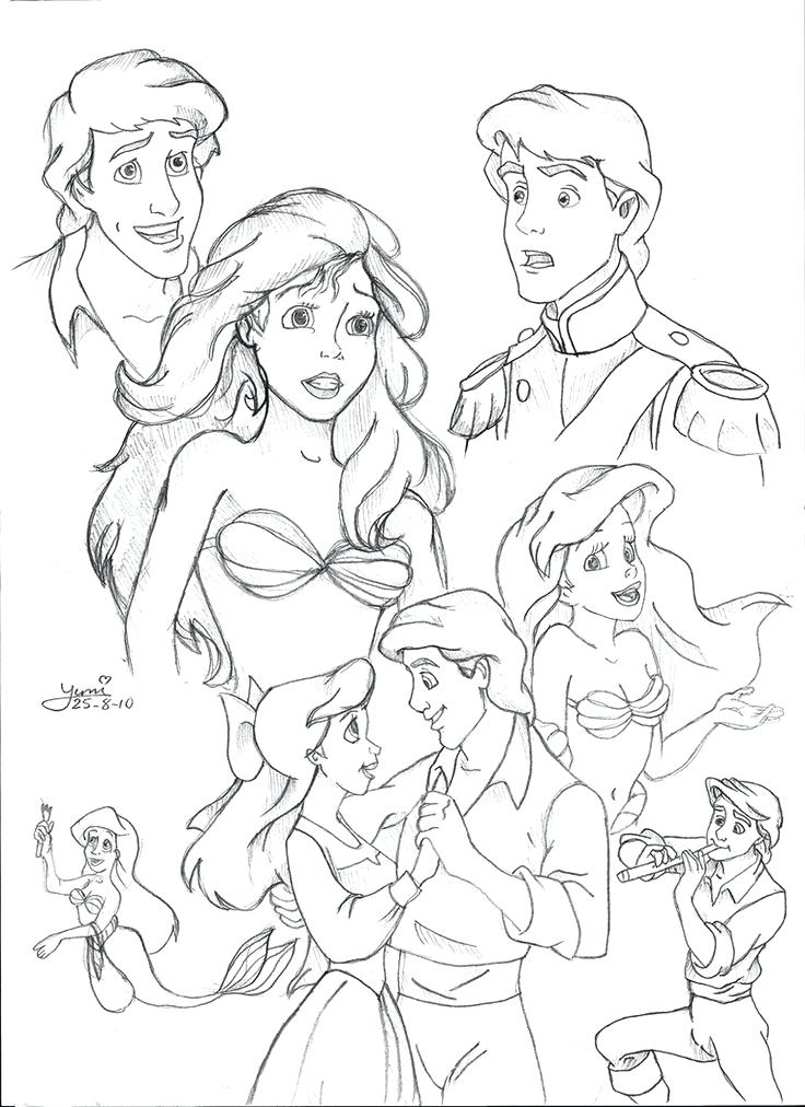 736x1012 Ariel And Eric Coloring Pages And Prince Coloring Page And Prince