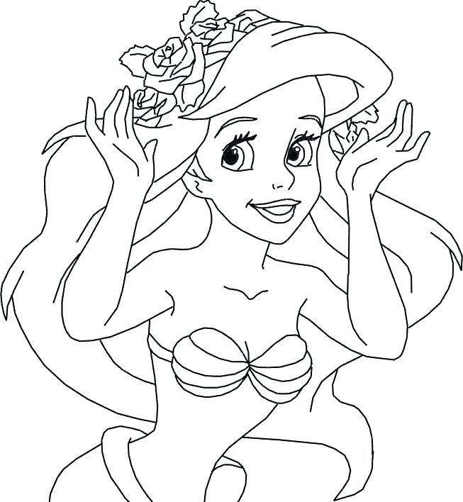 653x708 Coloring Coloring Pages Ariel Happy Princess Page To Print