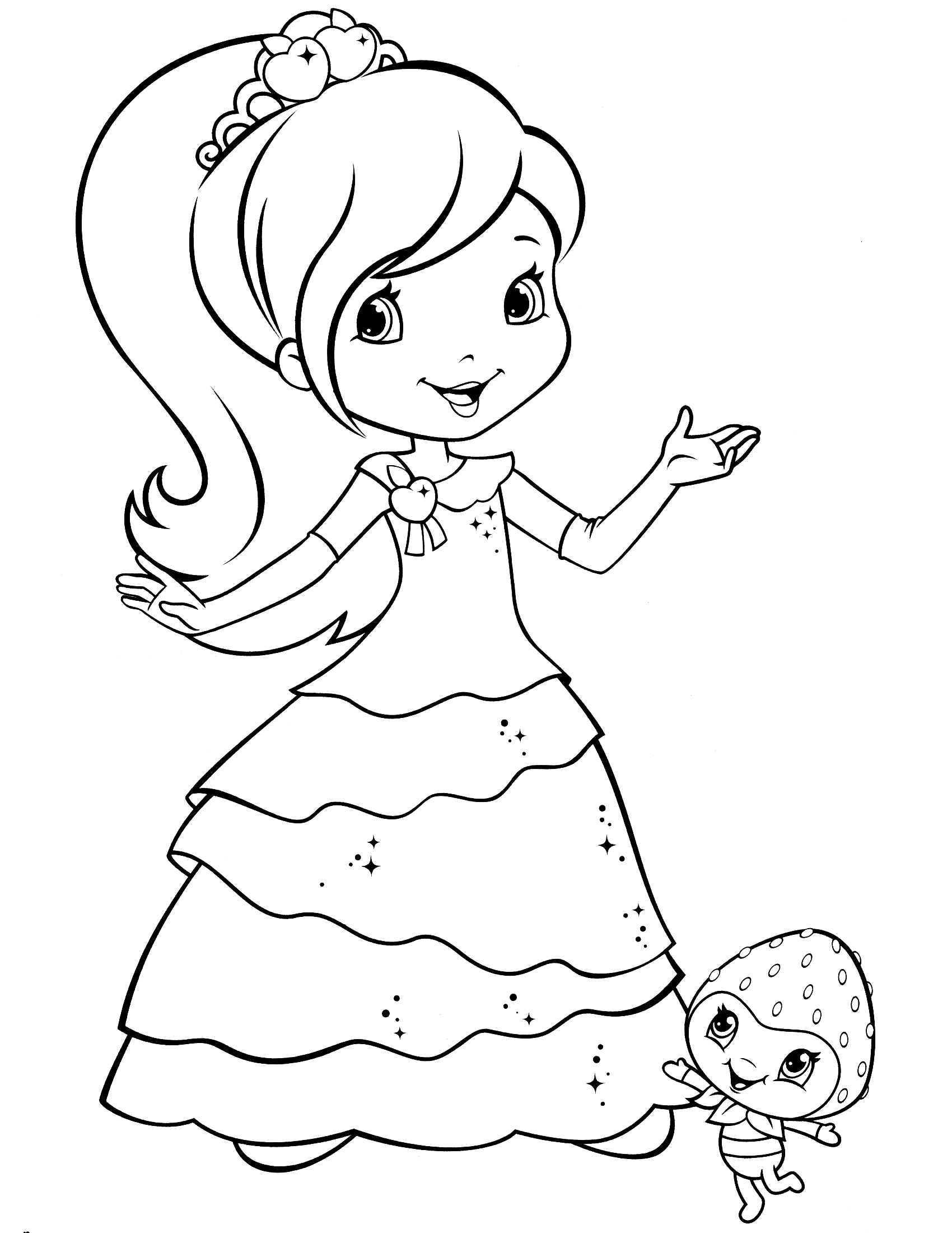 1700x2200 Strawberry Shortcake Coloring Pages Free Throughout Designs