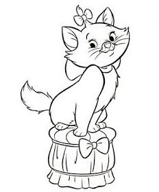 232x280 Disney Coloring Pages Marie Aristocats Disney Party Invitations