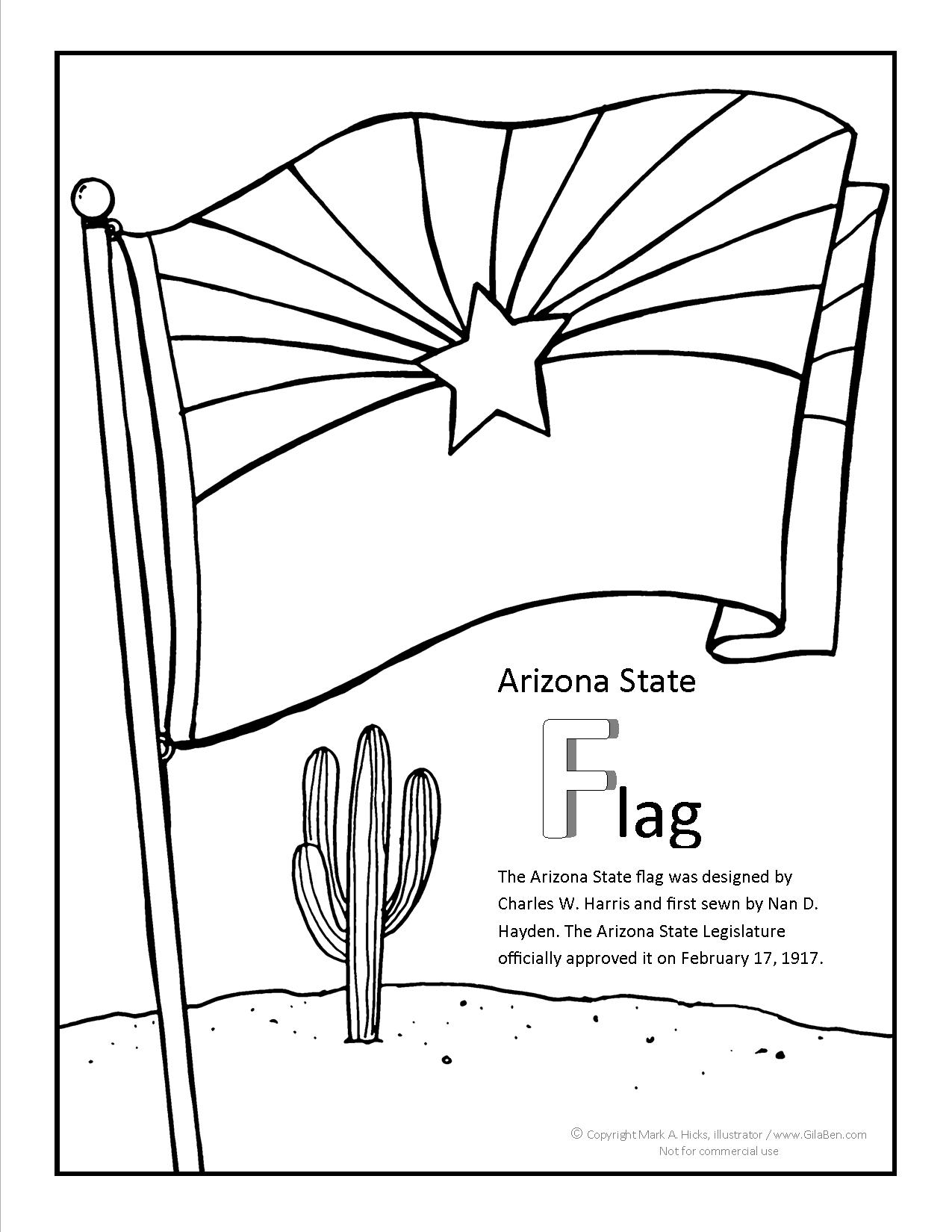 1275x1650 Arizona Flag Coloring Page