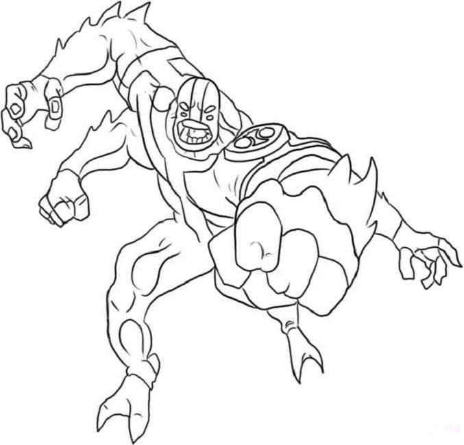 677x650 Ben Coloring Pages Four Arms Cartoon Ben