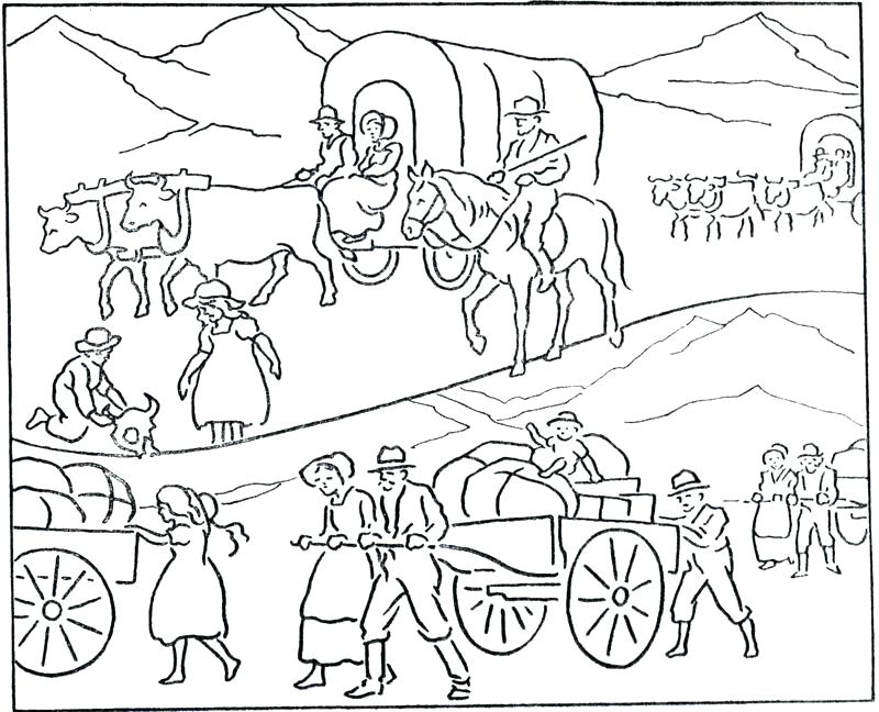 800x648 History Coloring Pages Covered Wagon Coloring Page Pioneer Day
