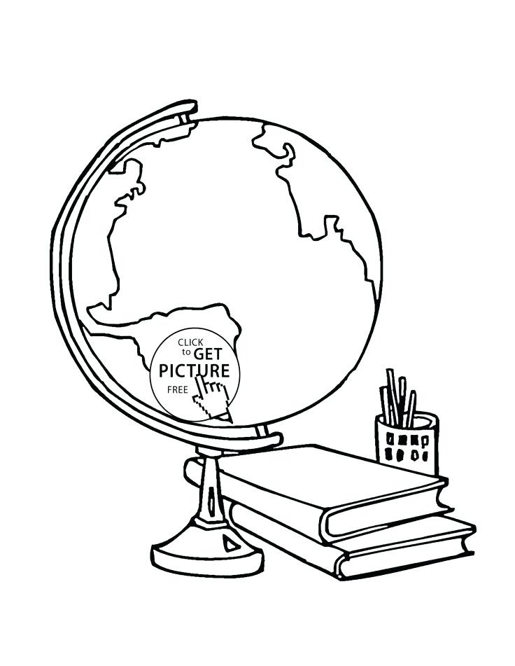 736x951 School Supplies Coloring Pages Globe And School Supplies Coloring