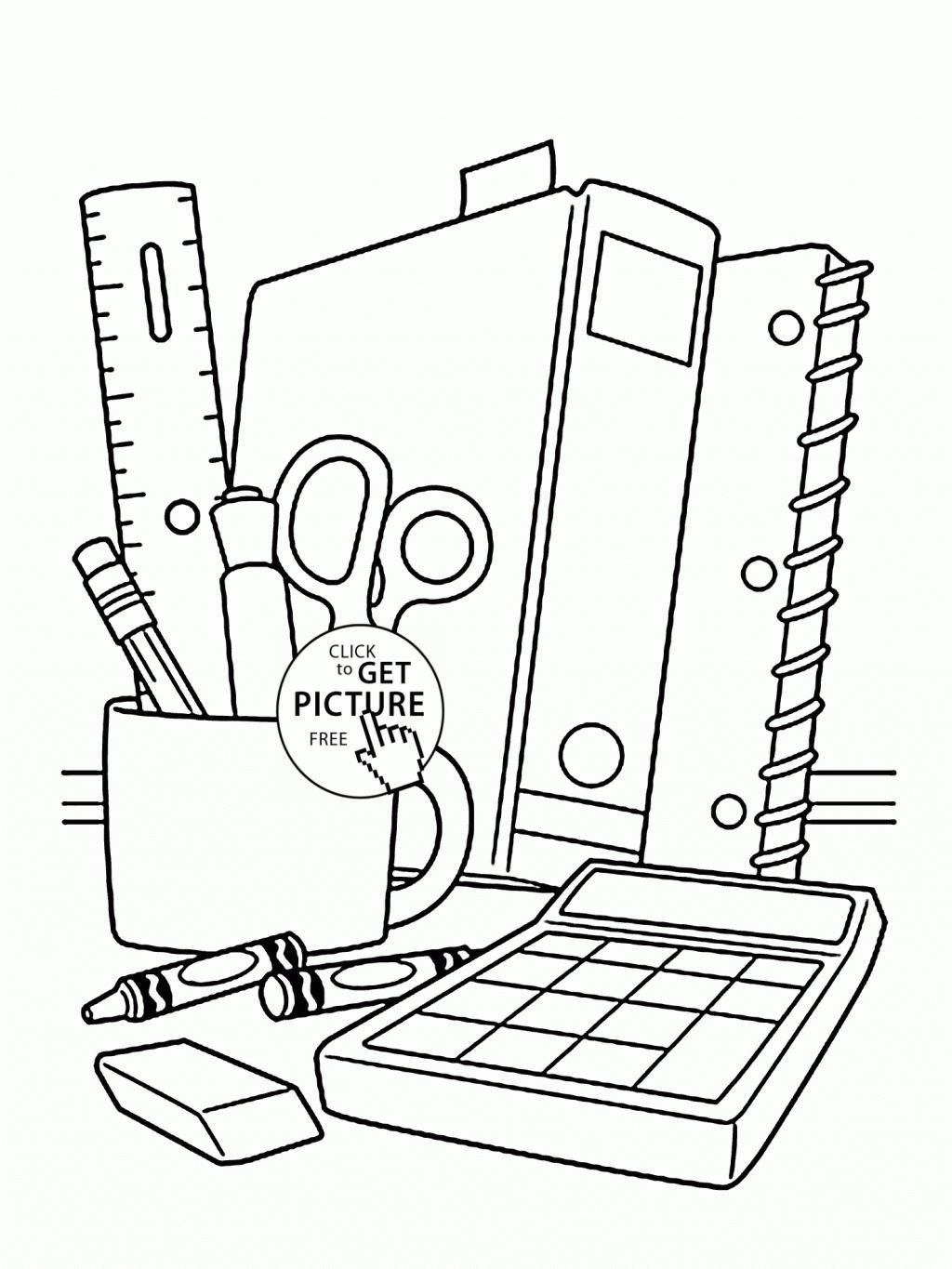 1024x1365 School Supplies Coloring Pages With School Supplies Coloring