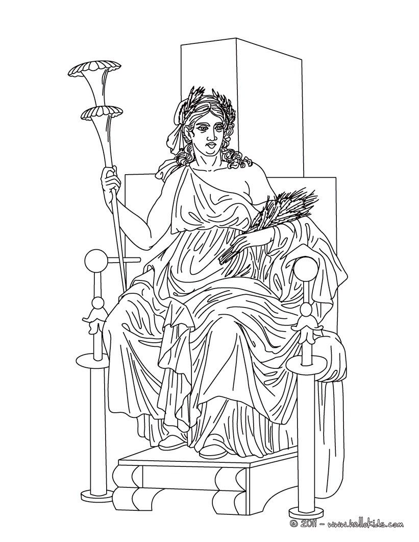 821x1061 Demeter The Greek Goddess Of The Harvest Coloring Page Honeymoon