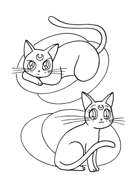 540x756 Sailor Moon Series Coloring Pages Artemis And Luna