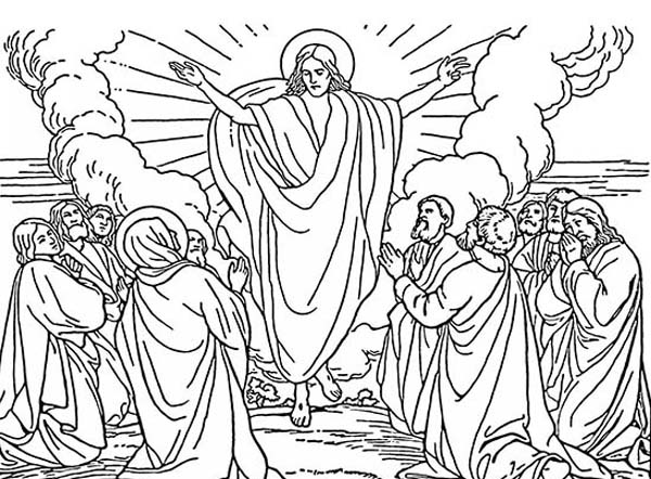 600x442 The Ascension Coloring Book Page Free To Use For Personal Sheets
