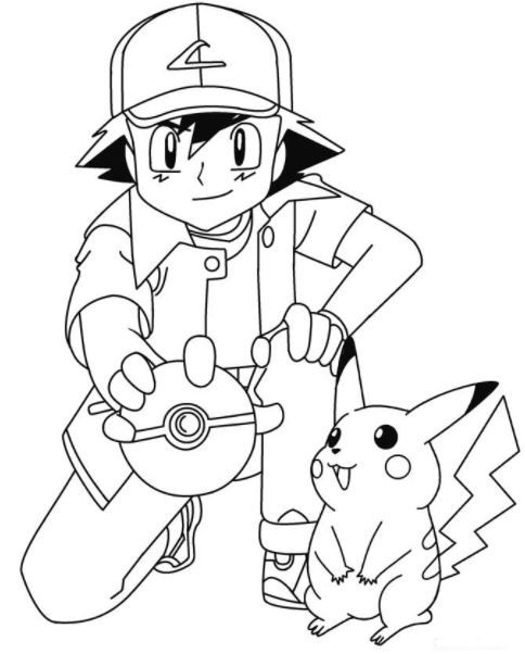 484x602 Ash Pikachu Coloring Pages Ash