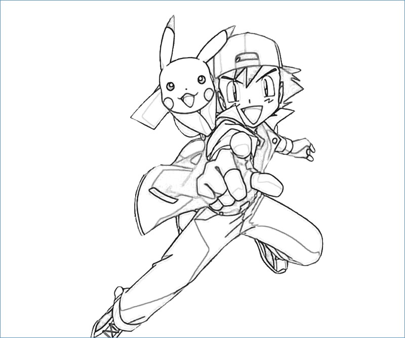 800x667 Pikachu Brock And Ash Pokemon Coloring Page