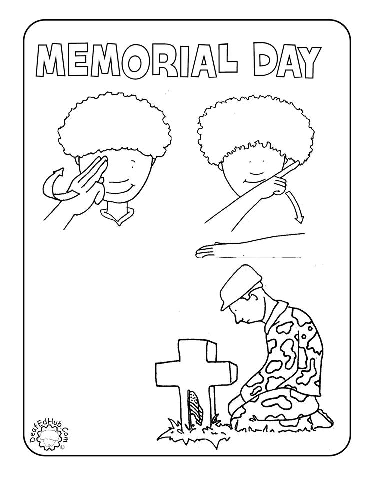 742x960 Memorial Day Coloring Page With Sign Language For Children
