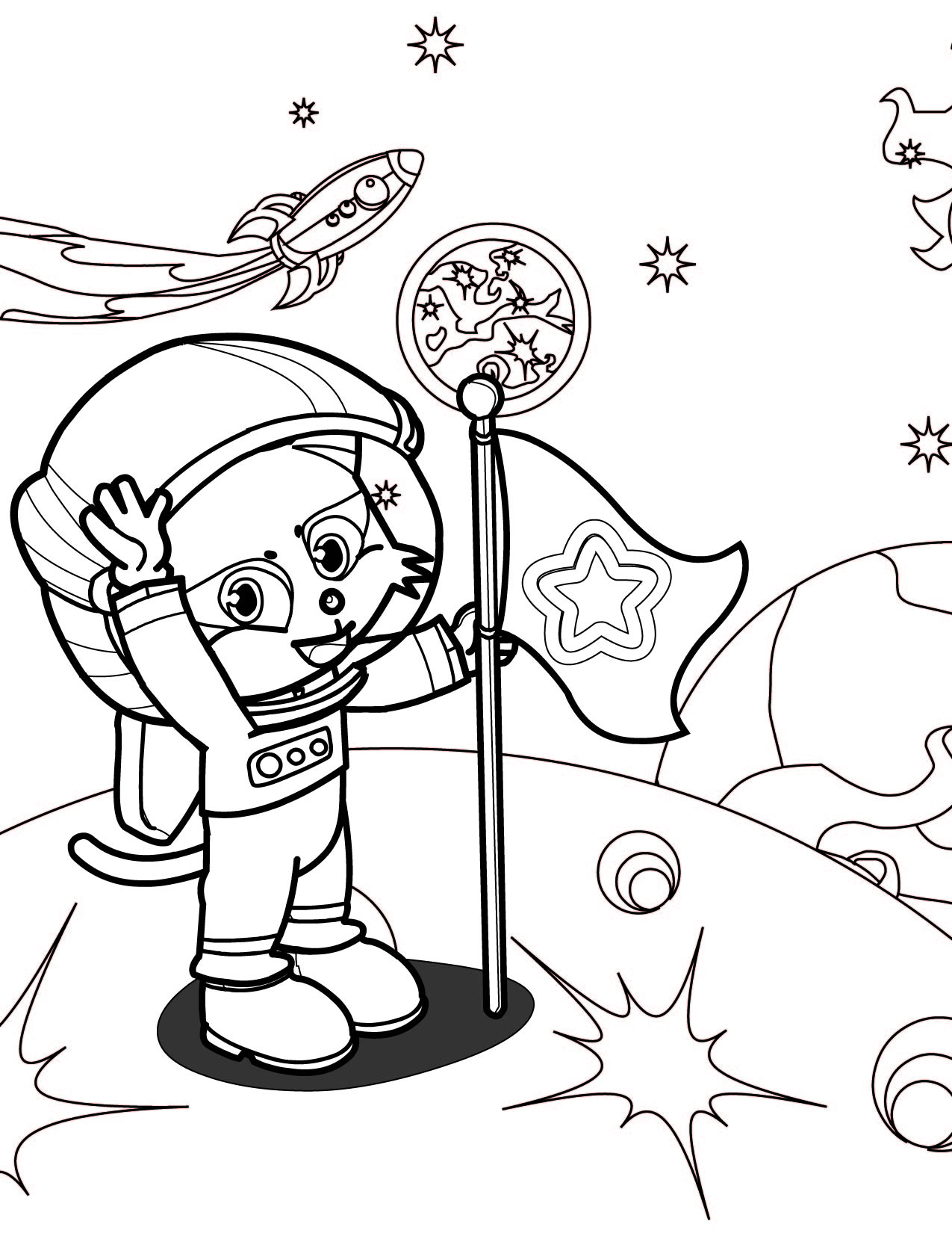 1275x1650 Astronaut Coloring Pages Cartoon Coloringstar