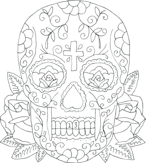600x669 Skulls And Roses Coloring Pages Coloring Pages Skull Sugar Skull
