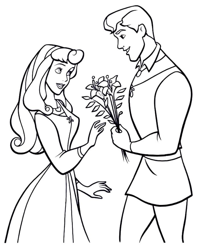 700x856 Sleeping Beauty And Prince Philip Coloring Pages The Prince Giving
