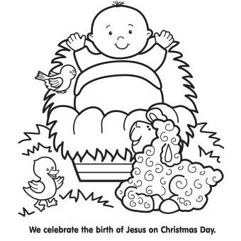 340x340 Jesus In Manger Coloring Page Crafts Sunday School