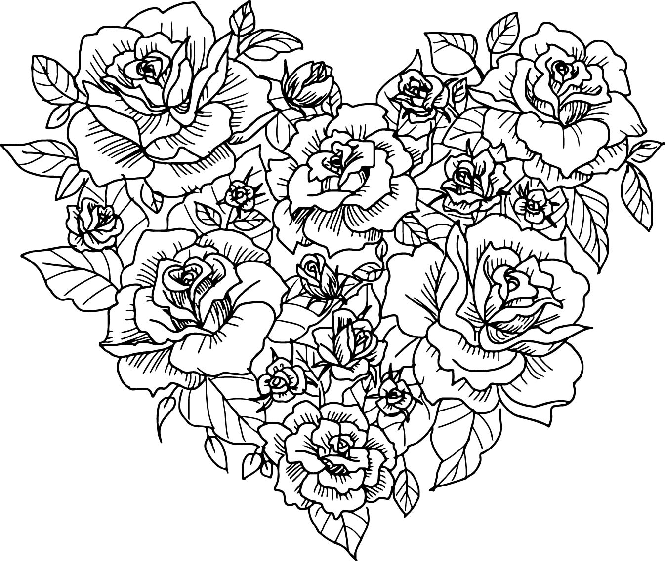 1346x1137 Awesome Coloring Pages Hearts And Roses Free Coloring Pages Download