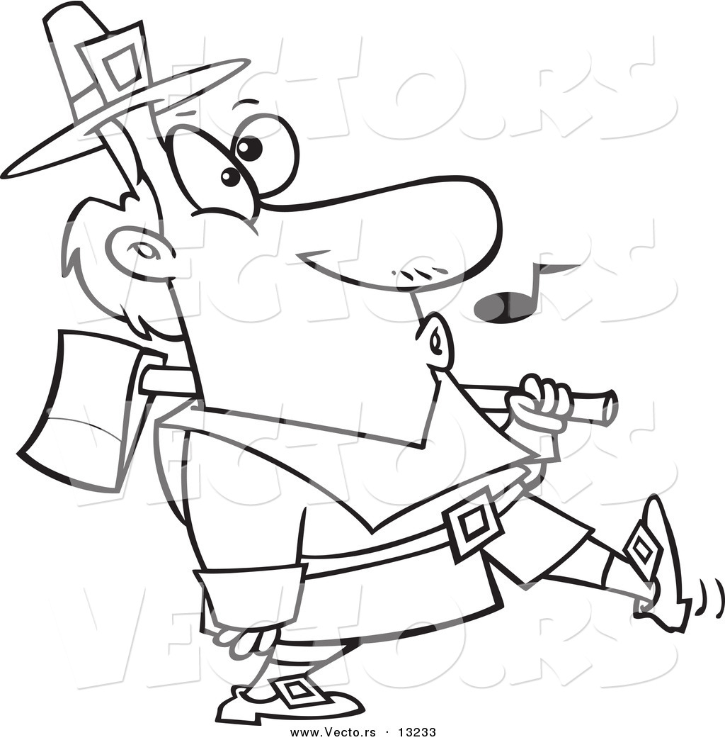 1024x1044 Vector Of A Cartoon Whistling Pilgrim Carrying An Ax Over His
